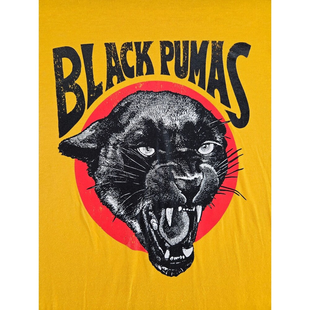 Black Pumas Shirt Mens Medium Yellow Music Band Merch Graphic Tee Austin TX - Picture 2 of 5